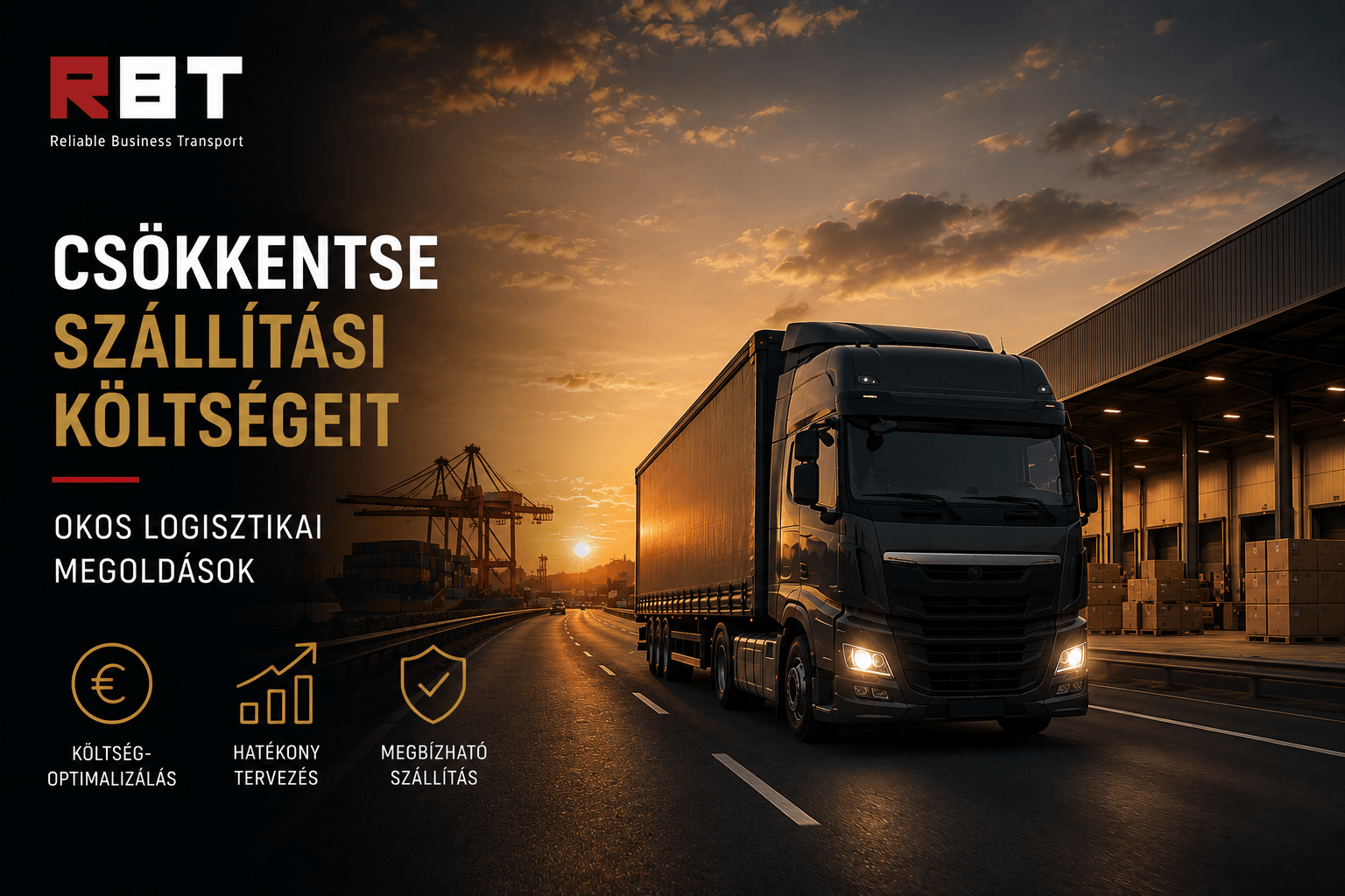 Nemzetközi szállítási költségek optimalizálása modern kamionnal és logisztikai központtal